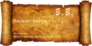Becker Berta névjegykártya
